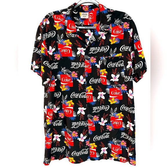 Coca Cola Other - Coca Cola Men's Black Floral Shirt, Size L, EUC